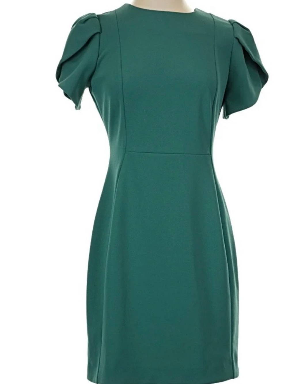 Calvin Klein Emerald Green Puff-Sleeve Sheath Mini Dress